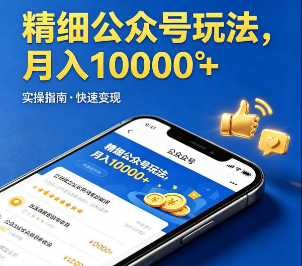 精细化公众号玩法，我们给你提供文章，你来负责发布，收益可观，月入1W+【揭秘】-爱尚网赚