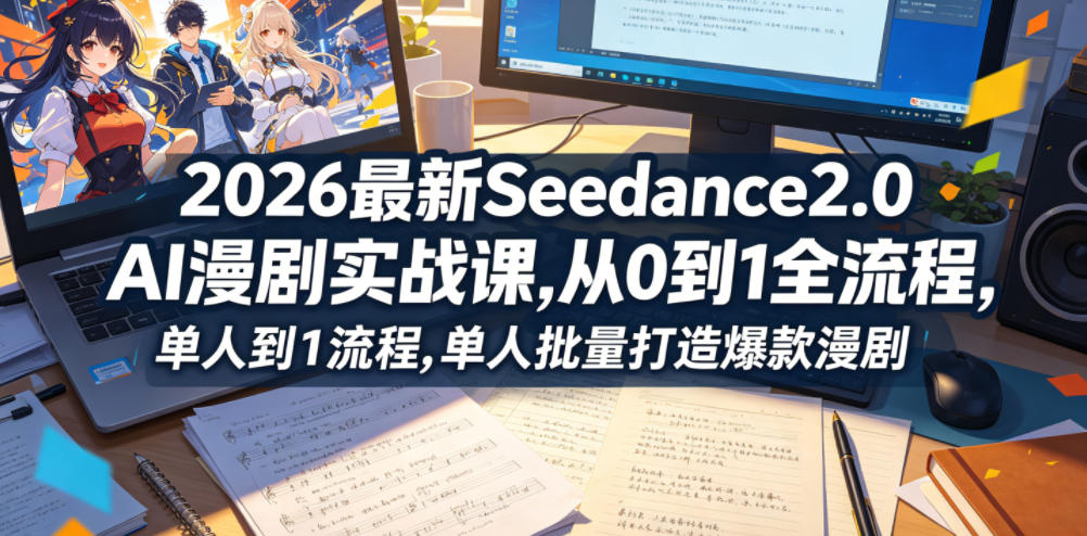 2026最新Seedance2.0 AI漫剧实战课,，从0到1全流程，单人批量打造爆款漫剧-爱尚网赚