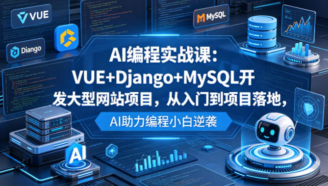 AI编程实战课：VUE+Django+MySQL开发大型网站项目，从入门到项目落地，AI助力编程小白逆袭-爱尚网赚