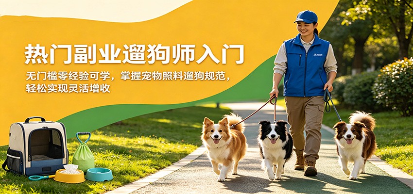 热门副业遛狗师入门，无门槛零经验可学，掌握宠物照料遛狗规范，轻松实现灵活增收-爱尚网赚