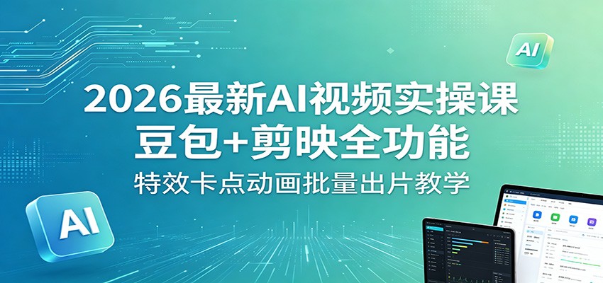 2026最新AI视频实操课：豆包+剪映全功能，特效卡点动画批量出片教学-爱尚网赚