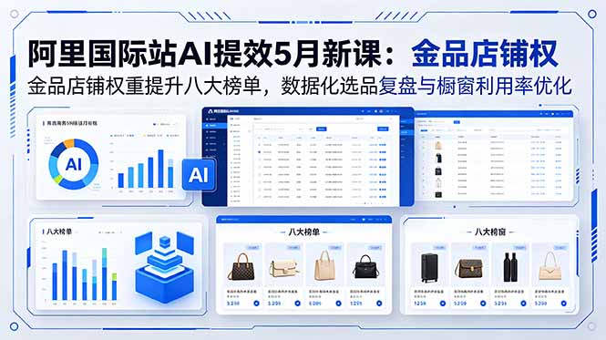 阿里国际站AI提效5月新课：金品店铺权重提升八大榜单，数据化选品复盘与橱窗利用率优化-爱尚网赚