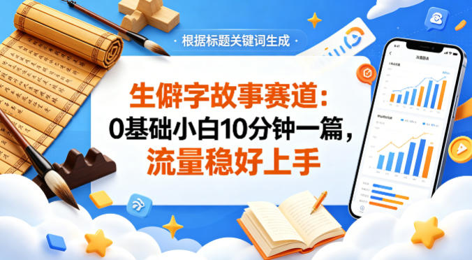 公众号流量主——生僻字故事赛道，流量稳，好上手，0基础小白也能10分钟一篇-爱尚网赚