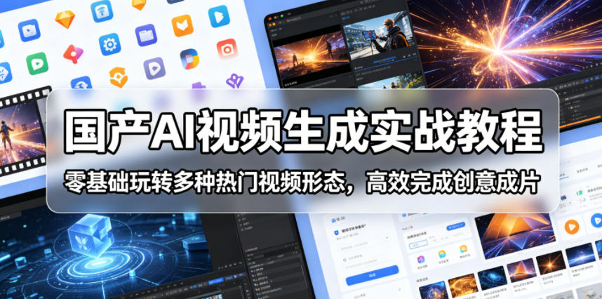 国产AI视频生成实战教程，零基础玩转多种热门视频形态，高效完成创意成片-爱尚网赚