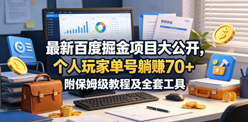 最新百度掘金项目大公开，个人玩家单号躺賺70+，附保姆级教程及全套工具【揭秘】-爱尚网赚