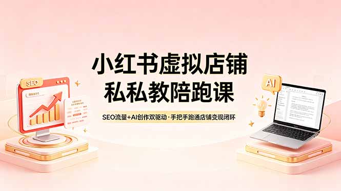 小红书虚拟店铺私教陪跑课，SEO流量+AI创作双驱动，手把手跑通店铺变现闭环-爱尚网赚