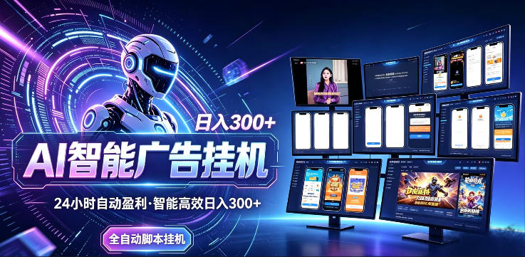 AI智能广告挂G项目，无需人工，单机稳定日入200+，可矩阵放大，24小时不间断刷广告賺收益【揭秘】-爱尚网赚