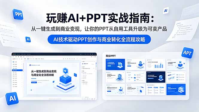 玩赚AI+PPT实战指南-更新5月13：从一键生成到商业变现，让你的PPT从自用工具升级为可卖产品-爱尚网赚
