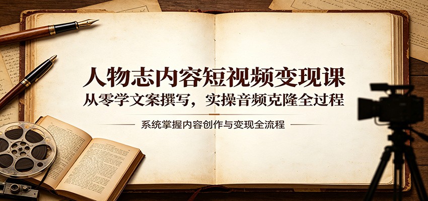 人物志内容短视频变现课：从零学文案撰写，实操音频克隆全过程-爱尚网赚