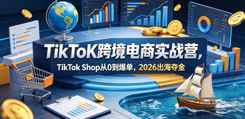 TikToK跨境电商实战营，TikTok Shop从0到爆单，2026出海夺金-爱尚网赚