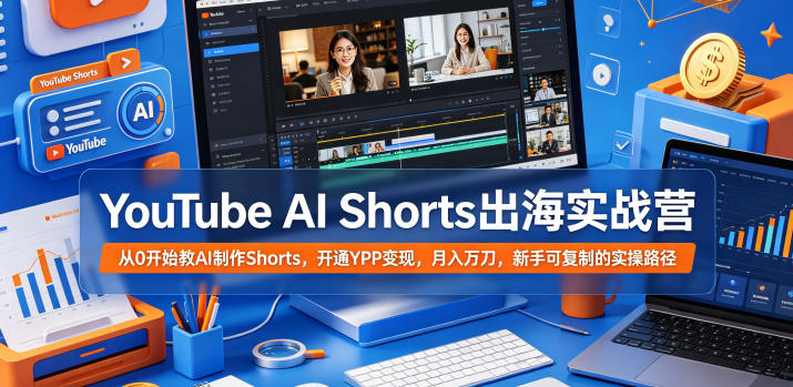YouTube AI Shorts出海实战营，从0开始教AI制作Shorts，开通YPP变现，月入万刀，新手可复制的实操路径-爱尚网赚