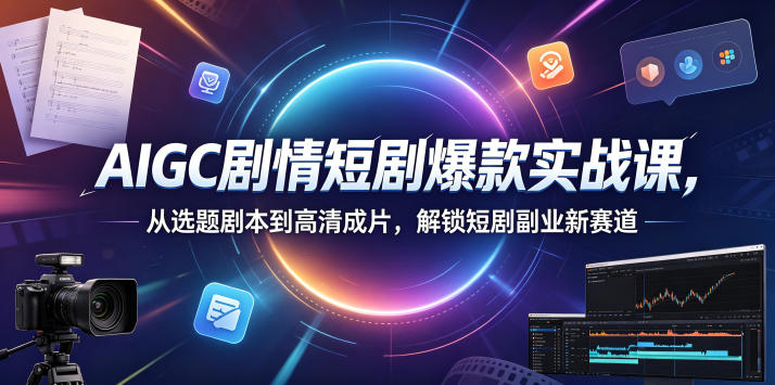 AIGC剧情短剧爆款实战课，从选题剧本到高清成片，解锁短剧副业新赛道-爱尚网赚