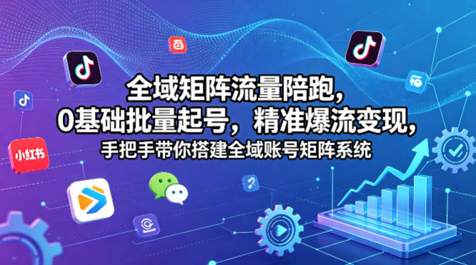 全域矩阵流量陪跑，0基础批量起号，精准爆流变现，手把手带你搭建全域账号矩阵系统-爱尚网赚