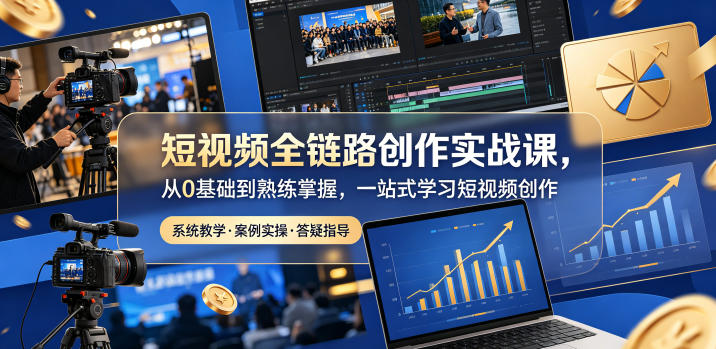 短视频全链路创作实战课，从0基础到熟练掌握，一站式学习短视频创作-爱尚网赚