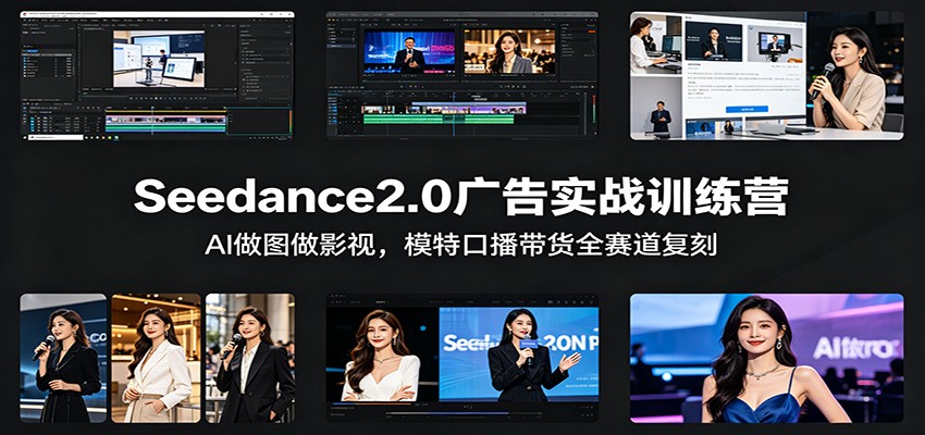 Seedance2.0广告实战训练营：AI做图做影视，模特口播带货全赛道复刻-爱尚网赚