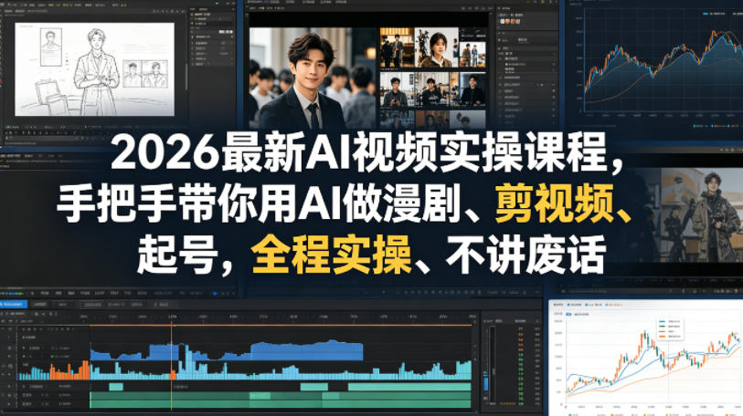 2026最新AI视频实操课程，手把手带你用AI做漫剧、剪视频、起号，全程实操、不讲废话-爱尚网赚