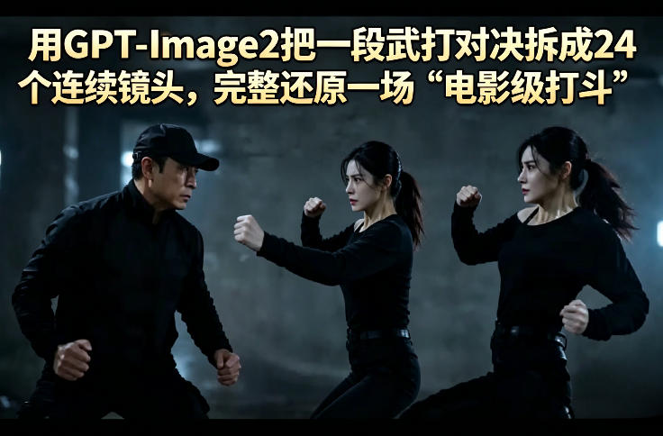 用GPT-Image2把一段武打对决拆成24个连续镜头，完整还原一场“电影级打斗”-爱尚网赚