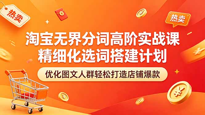 淘宝无界分词高阶实战课 精细化选词搭建计划 优化图文人群轻松打造店铺爆款-爱尚网赚