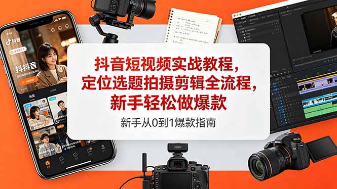 抖音短视频实战教程，定位选题拍摄剪辑全流程，新手轻松做爆款-爱尚网赚