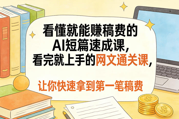 看懂就能賺稿费的AI短篇速成课，看完就上手的网文通关课，让你快速拿到第一笔稿费(更新5月)-爱尚网赚