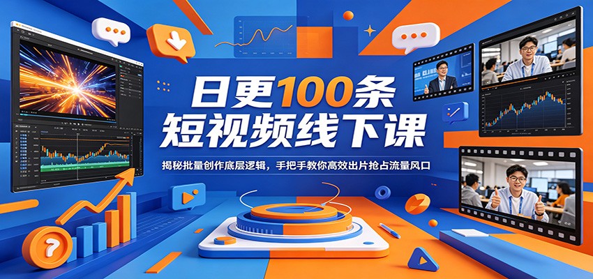 日更100条短视频线下课：揭秘批量创作底层逻辑，手把手教你高效出片抢占流量风口-爱尚网赚