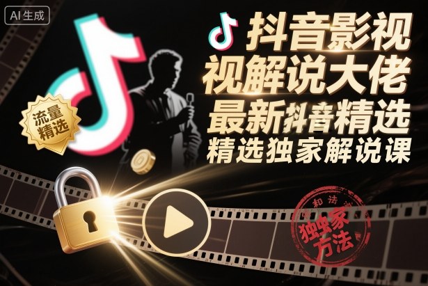 抖音影视解说大佬最新抖音进精选和独家方法，精选独家解说课(更新26年3月)-爱尚网赚