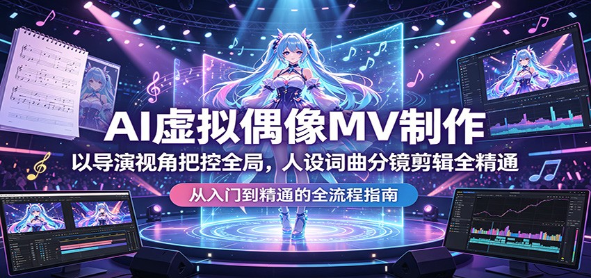 AI虚拟偶像MV制作：以导演视角把控全局，人设词曲分镜剪辑全精通-爱尚网赚