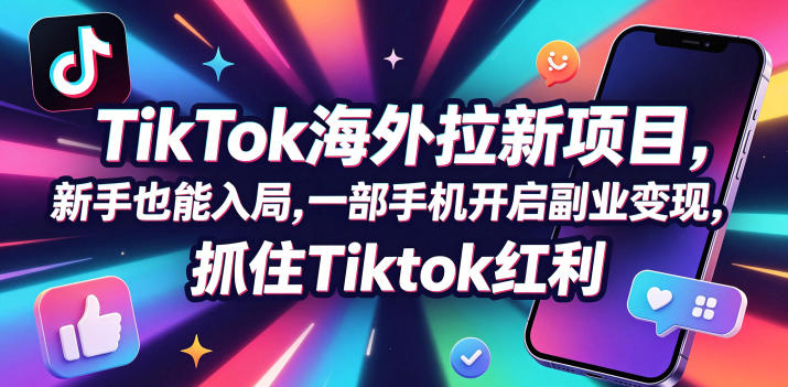 Tc联盟TikTok海外拉新项目，新手也能入局，一部手机开启副业变现，抓住Tiktok红利-爱尚网赚