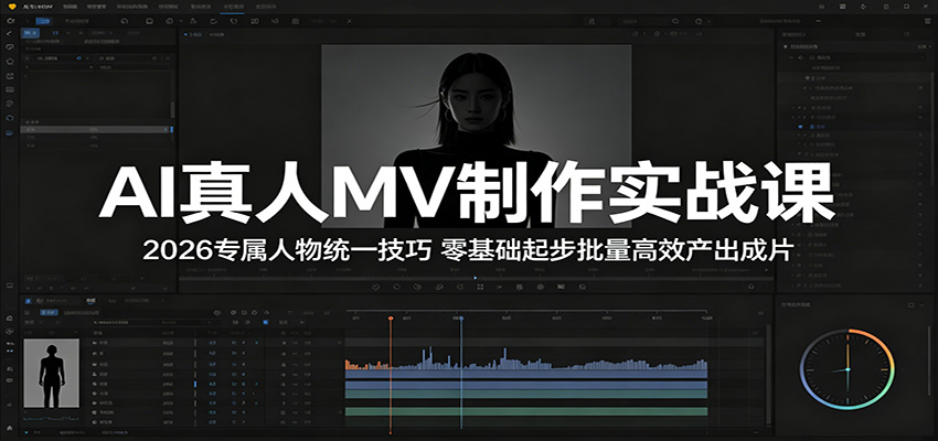 AI真人MV制作实战课：2026专属人物统一技巧，零基础起步批量高效产出成片-爱尚网赚