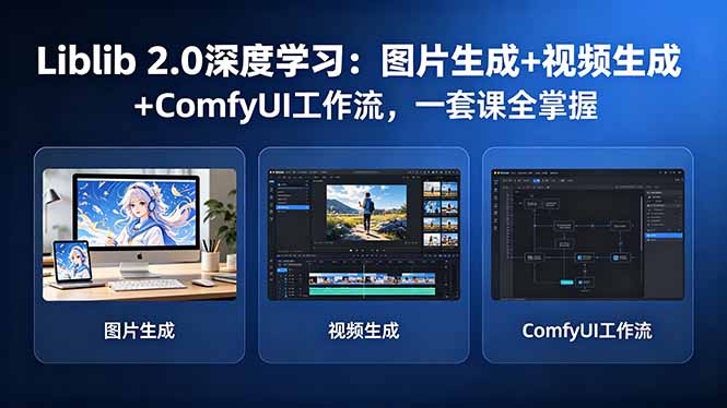 Liblib 2.0深度学习：图片生成+视频生成+ComfyUI工作流，一套课全掌握-爱尚网赚