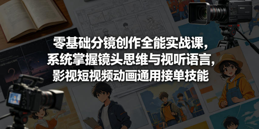 零基础分镜创作全能实战课，系统掌握镜头思维与视听语言，影视短视频动画通用接单技能-爱尚网赚