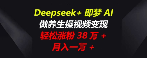 Deepseek+即梦AI，做养生操视频变现，轻松涨粉38W+，月入一W+-爱尚网赚