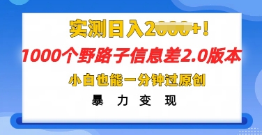 2025抖音1000个野路子信息差最新玩法，一分钟过原创，暴力变现月入几k-爱尚网赚