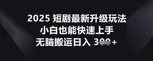 2025短剧最新升级玩法，小白也能快速上手，无脑搬运日入3张-爱尚网赚