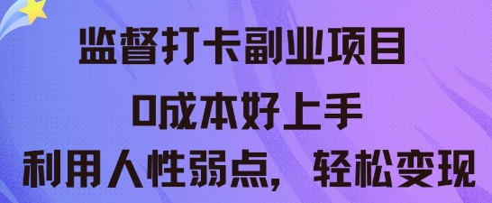 监督打卡副业新玩法，0成本好上手，利用人性的弱点轻松变现-爱尚网赚