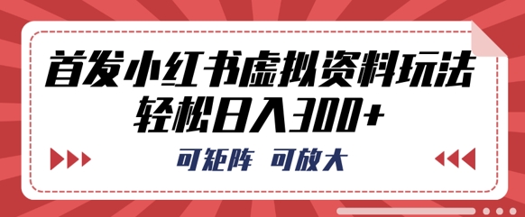 首发小红书虚拟资料玩法，可矩阵，可放大，轻松日入3张-爱尚网赚