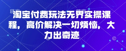 淘宝付费玩法无界实操课程，高价解决一切烦恼，大力出奇迹-爱尚网赚
