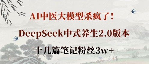 AI中医大模型杀疯了！DeepSeek中式养生2.0版本，十几篇笔记粉丝3w+-爱尚网赚