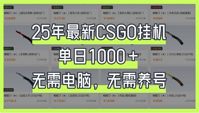 （14178期）25年最新CSGO挂机系统，单日1000+，无需电脑，无需养号，0基础可上手-爱尚网赚