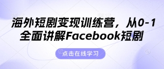 海外短剧变现训练营，从0-1全面讲解Facebook短剧-爱尚网赚