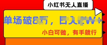 小红书无人直播，纯小白可做，有手就行，单场直播销售额破8w-爱尚网赚