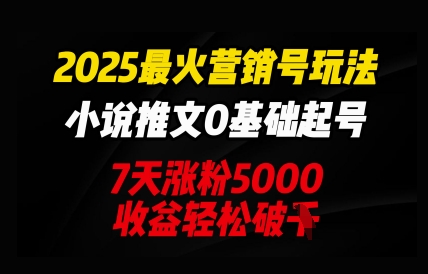 2025最火营销号玩法：小说推文0基础起号，7天涨粉5000，收益轻松破k-爱尚网赚