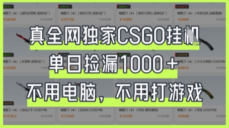 真全网独家CSGO挂G，单日捡漏1k+【揭秘】-爱尚网赚